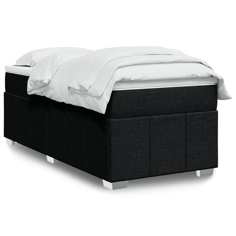 vidaXL Box Spring Bed with Mattress Black King Single Fabric