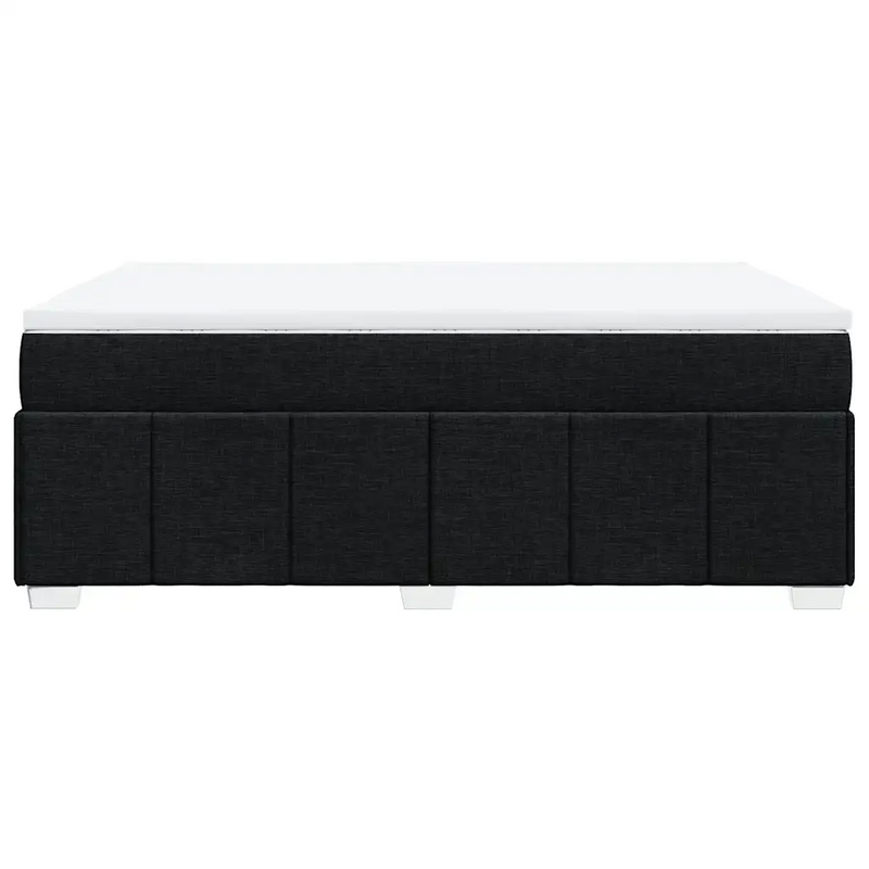 Box Spring Bed with Mattress Black Double Size Fabric
