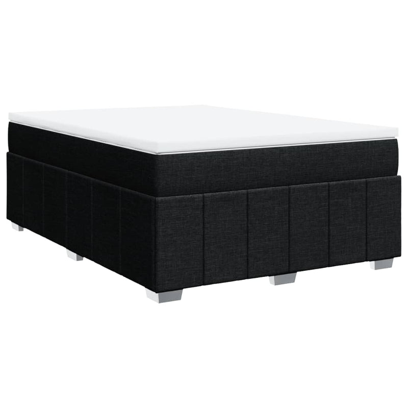 vidaXL Box Spring Bed with Mattress Black Queen Size Fabric