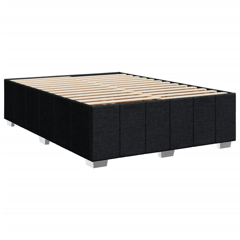 vidaXL Box Spring Bed with Mattress Black Queen Size Fabric