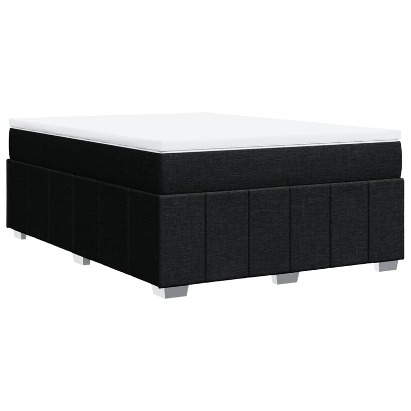 vidaXL Box Spring Bed with Mattress Black Queen Size Fabric