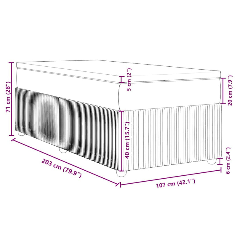 vidaXL Box Spring Bed with Mattress Dark Grey King Single Fabric
