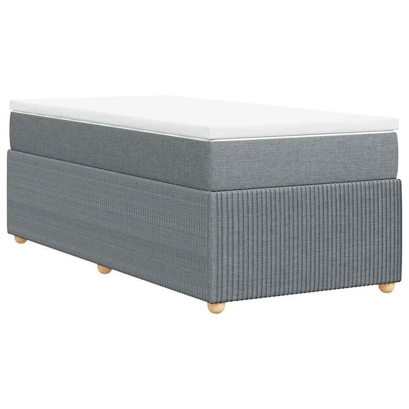 vidaXL Box Spring Bed with Mattress Dark Grey King Single Fabric