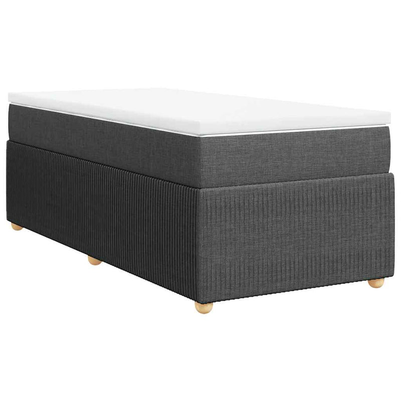 vidaXL Box Spring Bed with Mattress Black King Single Fabric