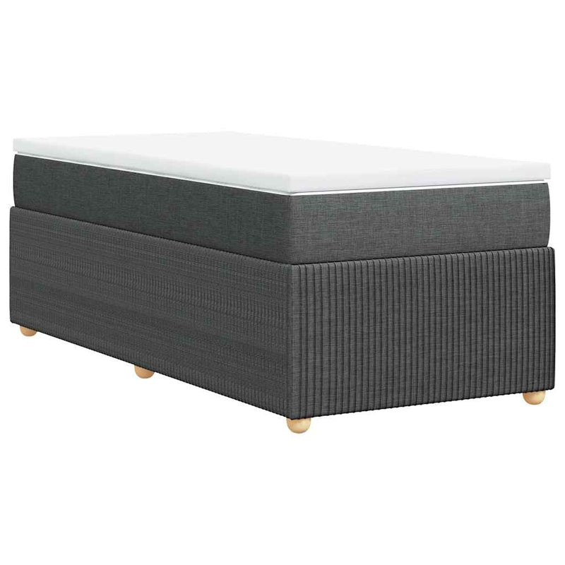 vidaXL Box Spring Bed with Mattress Black King Single Fabric