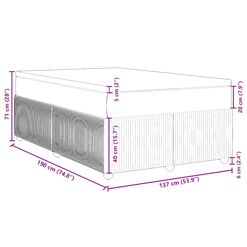 Box Spring Bed with Mattress Black Double Fabric