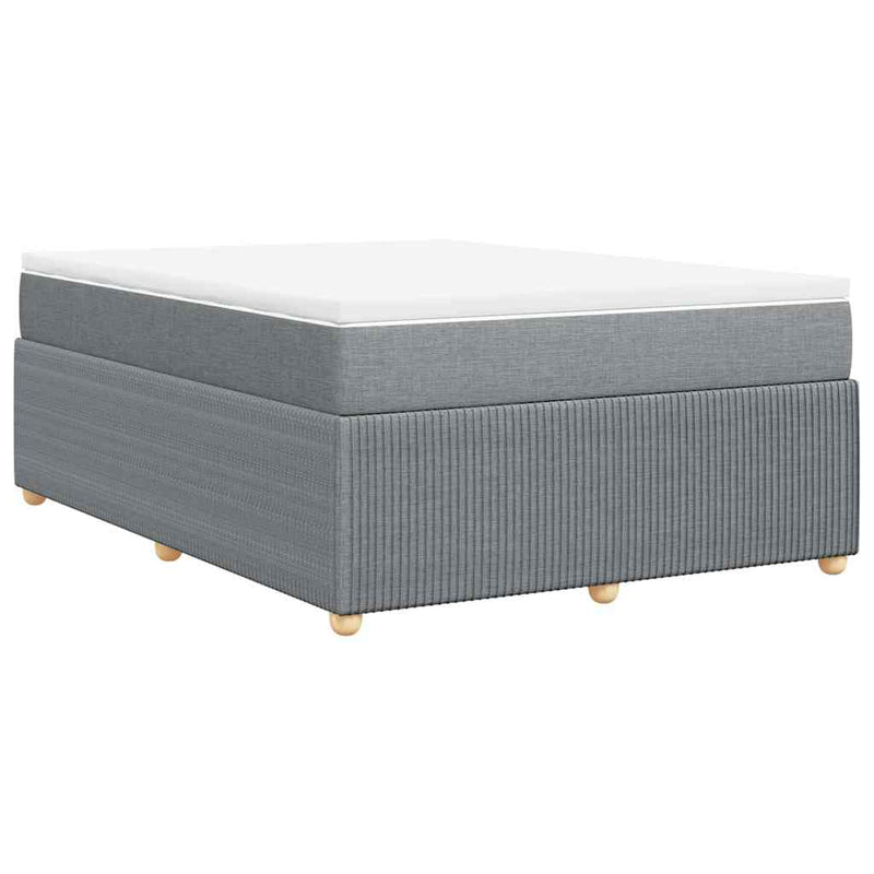 vidaXL Box Spring Bed with Mattress Dark Grey Queen Fabric