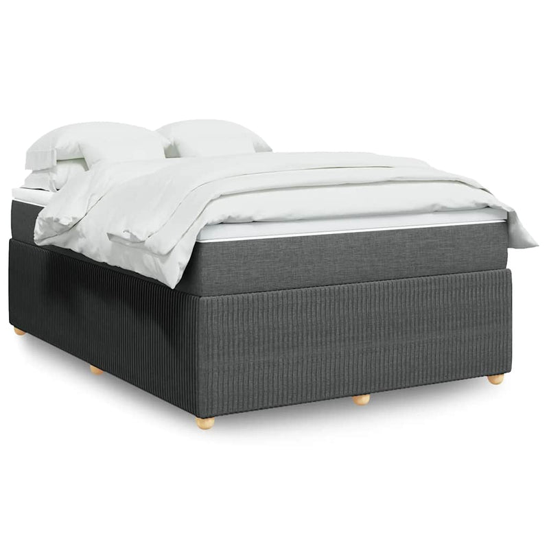 vidaXL Box Spring Bed with Mattress Black Queen Fabric