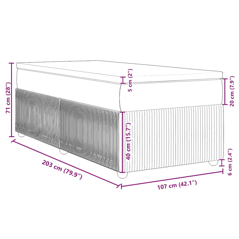 vidaXL Box Spring Bed with Mattress Dark Grey King Single Velvet