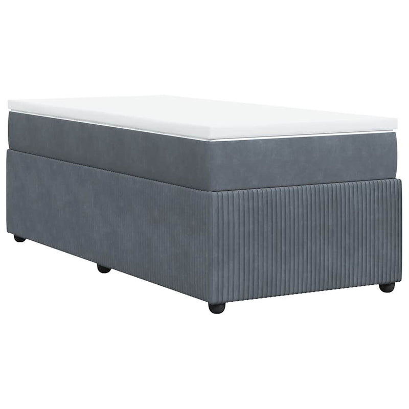 vidaXL Box Spring Bed with Mattress Dark Grey King Single Velvet