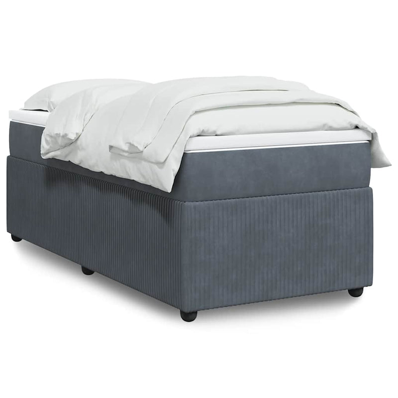vidaXL Box Spring Bed with Mattress Dark Grey King Single Velvet