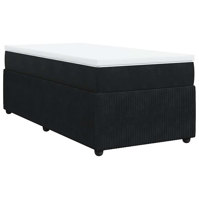 vidaXL Box Spring Bed with Mattress Black King Single Velvet