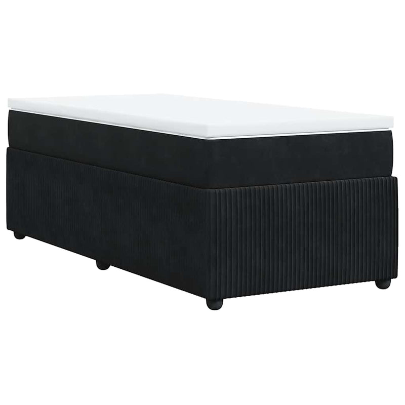 vidaXL Box Spring Bed with Mattress Black King Single Velvet