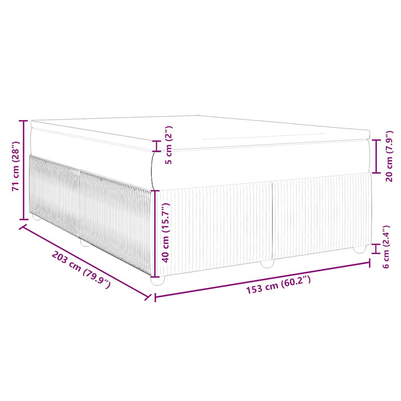 Box Spring Bed with Mattress Dark Grey Queen Velvet