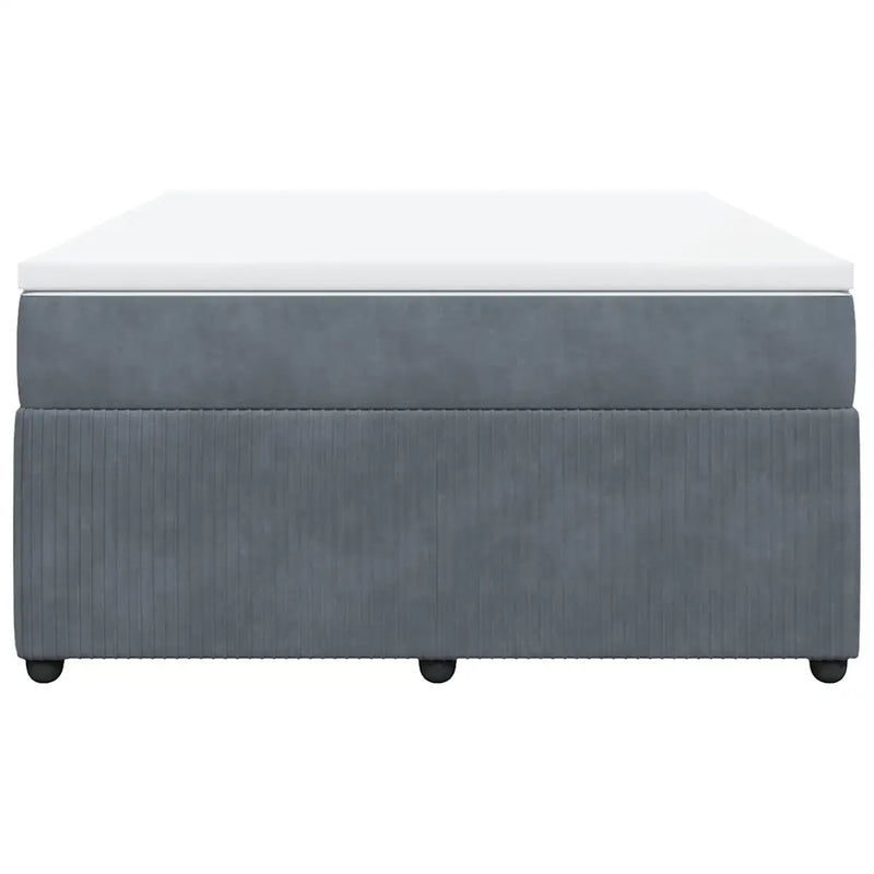 Box Spring Bed with Mattress Dark Grey Queen Velvet