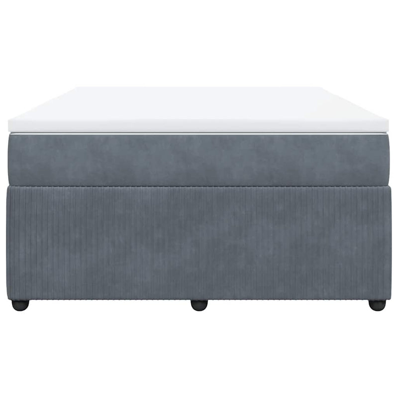 vidaXL Box Spring Bed with Mattress Dark Grey Queen Velvet