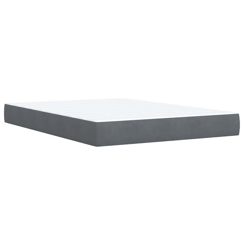vidaXL Box Spring Bed with Mattress Dark Grey Queen Velvet