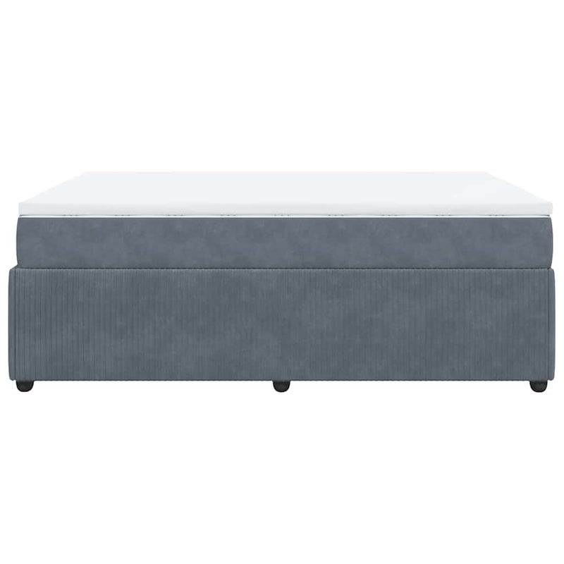 vidaXL Box Spring Bed with Mattress Dark Grey Queen Velvet