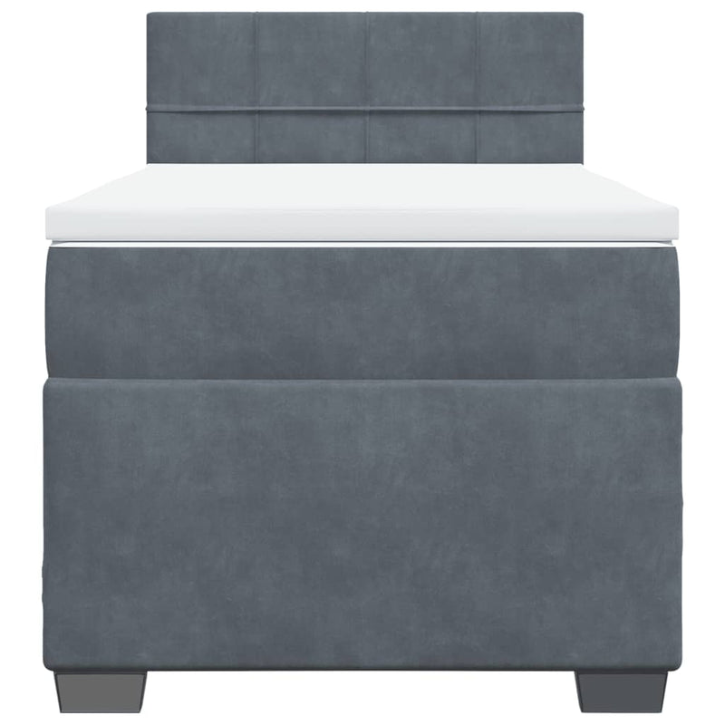 vidaXL Box Spring Bed with Mattress Dark Grey King Single Fabric