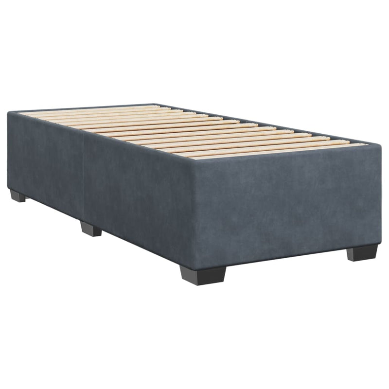 vidaXL Box Spring Bed with Mattress Dark Grey King Single Fabric