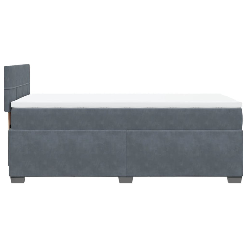 vidaXL Box Spring Bed with Mattress Dark Grey King Single Fabric