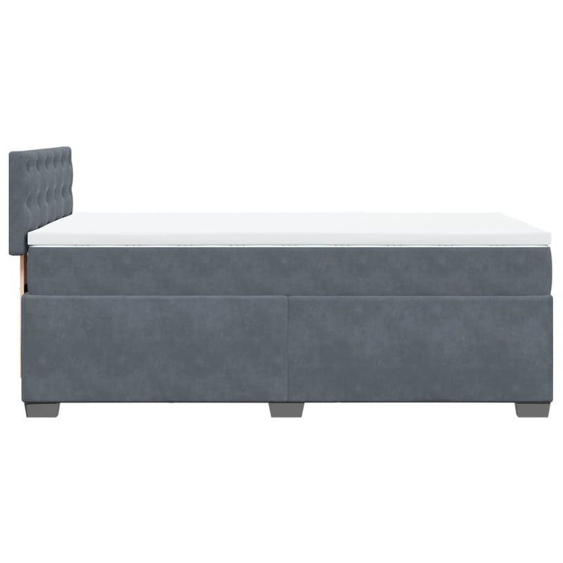 vidaXL Box Spring Bed with Mattress Dark Grey King Single Fabric
