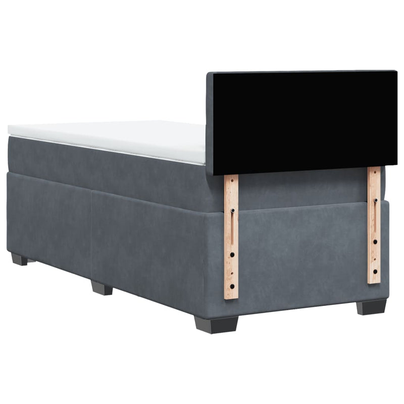 vidaXL Box Spring Bed with Mattress Dark Grey King Single Fabric