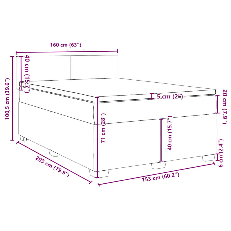Box Spring Bed with Mattress Dark Grey Queen Fabric