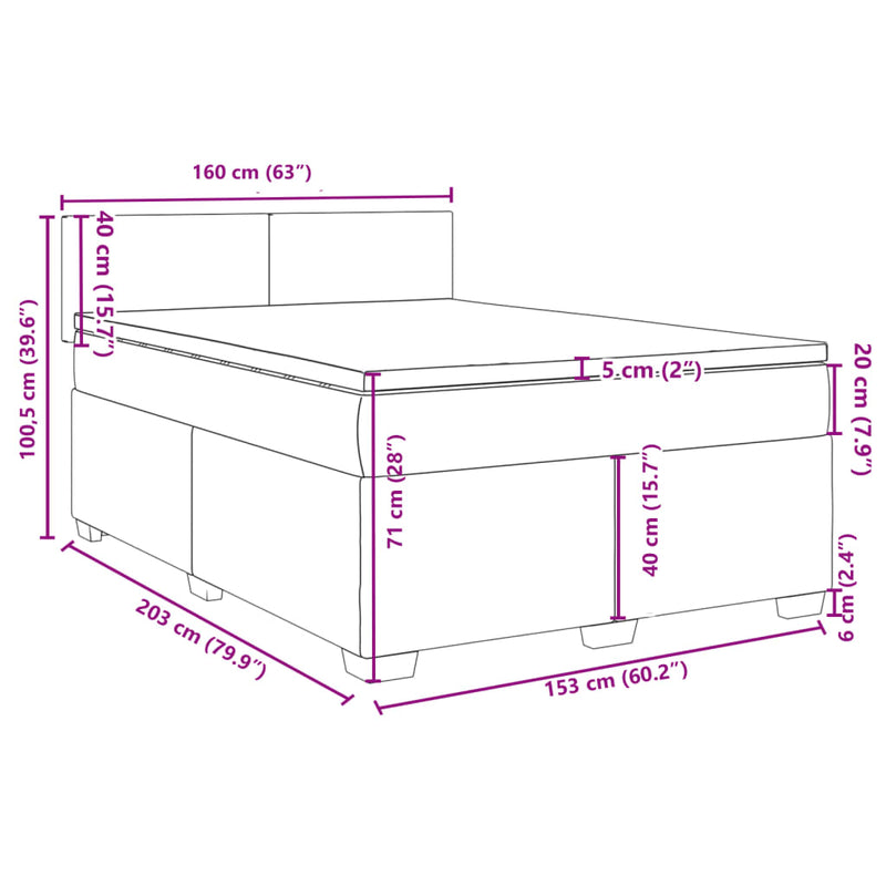 vidaXL Box Spring Bed with Mattress Dark Grey Queen Fabric
