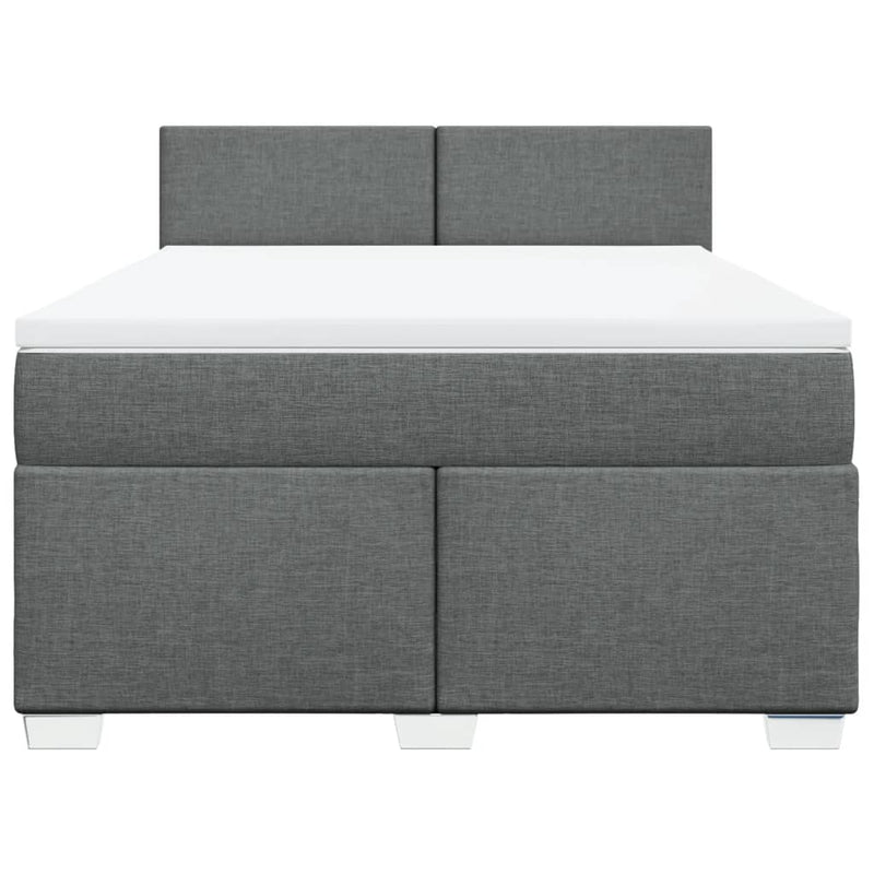 vidaXL Box Spring Bed with Mattress Dark Grey Queen Fabric