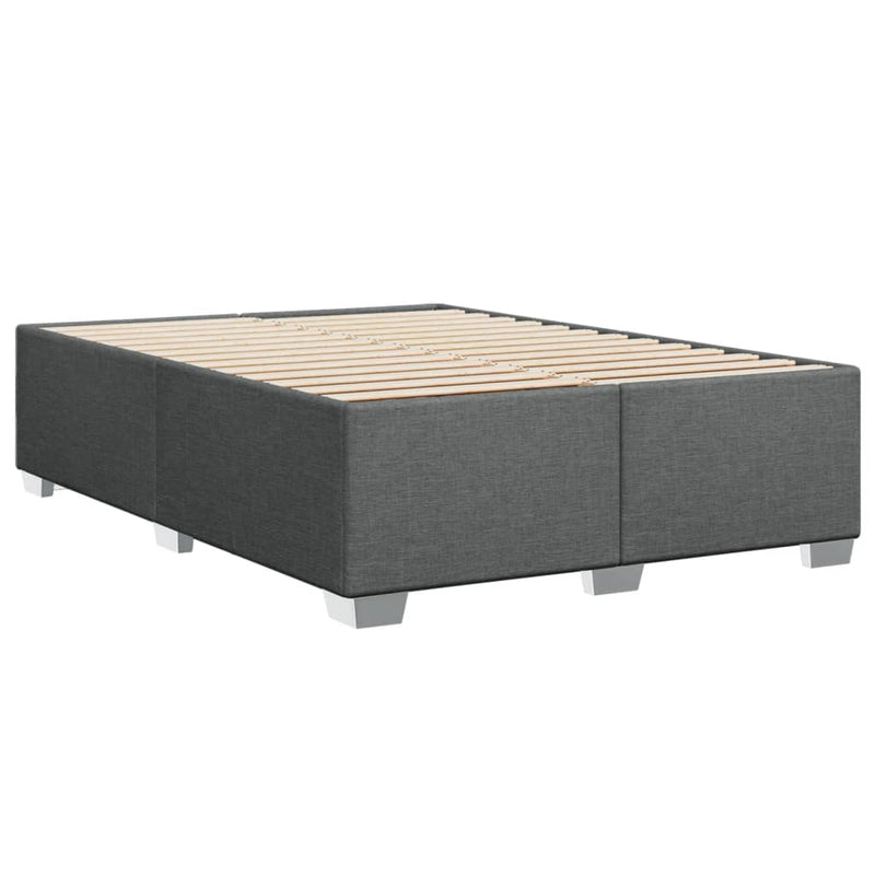 vidaXL Box Spring Bed with Mattress Dark Grey Queen Fabric