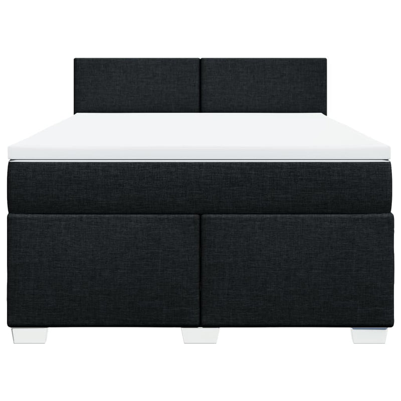vidaXL Box Spring Bed with Mattress Black Queen Fabric