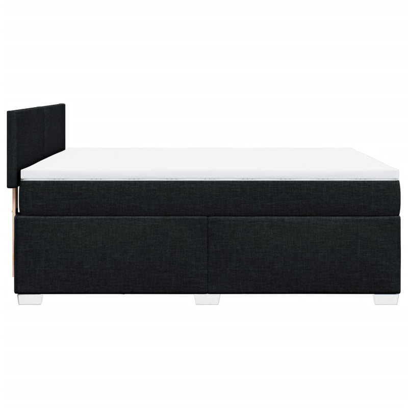 vidaXL Box Spring Bed with Mattress Black Queen Fabric