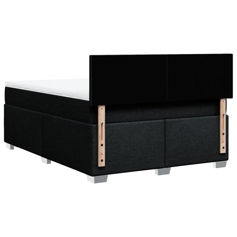 vidaXL Box Spring Bed with Mattress Black Queen Fabric