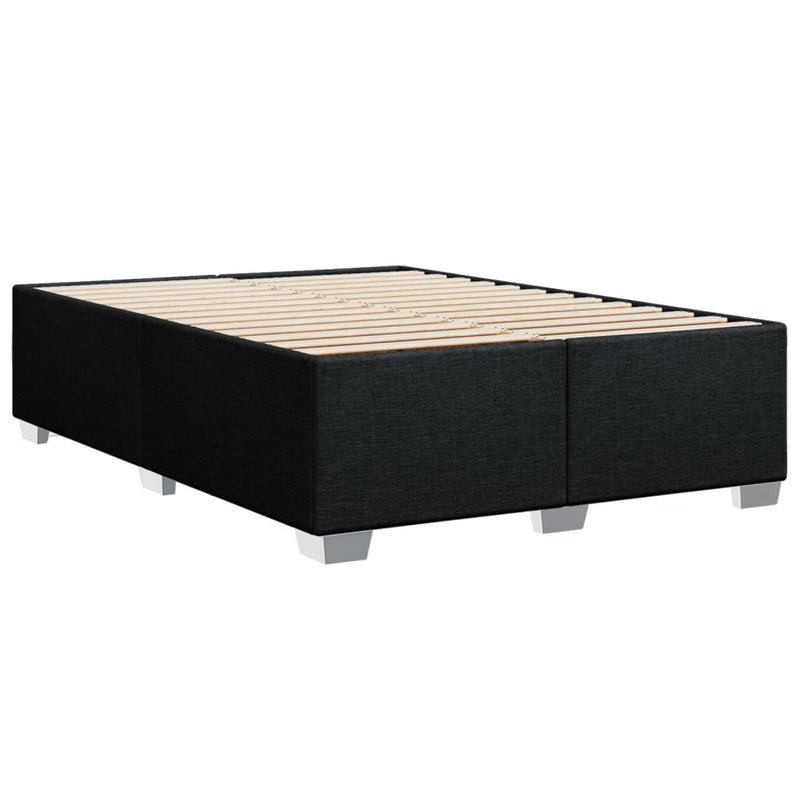 vidaXL Box Spring Bed with Mattress Black Queen Fabric