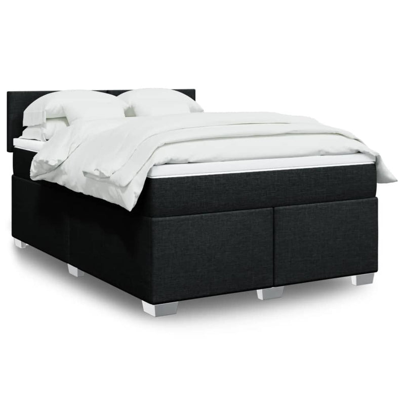 vidaXL Box Spring Bed with Mattress Black Queen Fabric