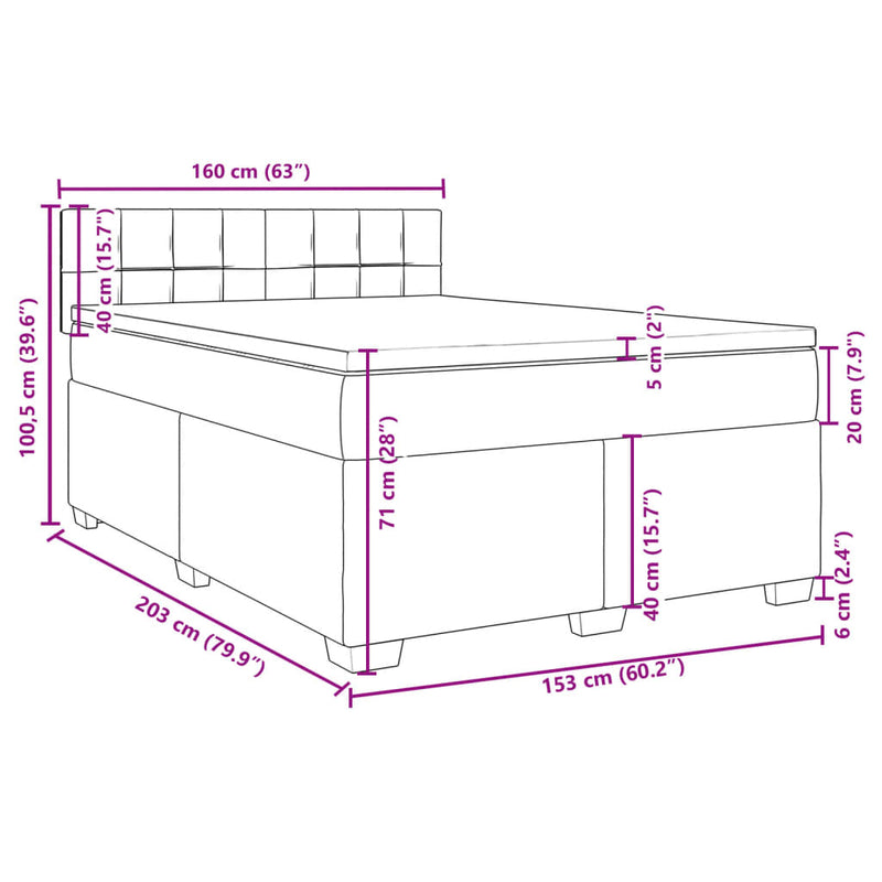 vidaXL Box Spring Bed with Mattress Dark Grey Queen Fabric