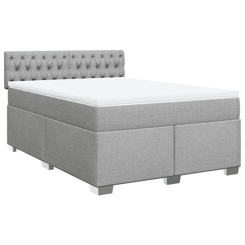 vidaXL Box Spring Bed with Mattress Dark Grey Queen Fabric