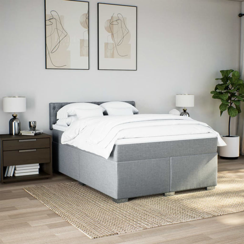 vidaXL Box Spring Bed with Mattress Dark Grey Queen Fabric