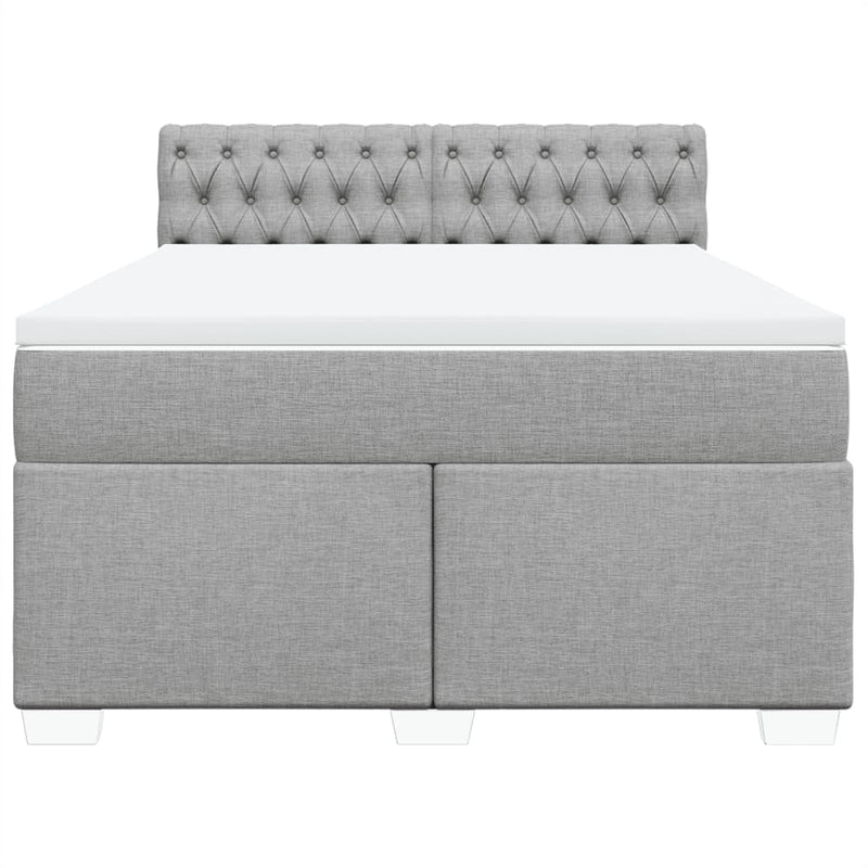 vidaXL Box Spring Bed with Mattress Dark Grey Queen Fabric