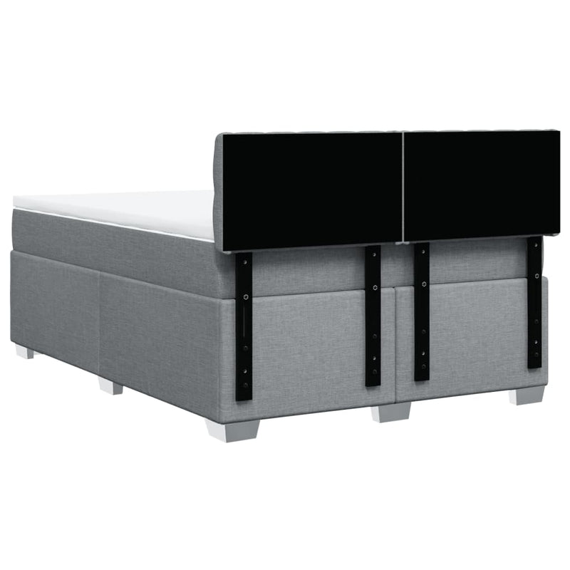 vidaXL Box Spring Bed with Mattress Dark Grey Queen Fabric