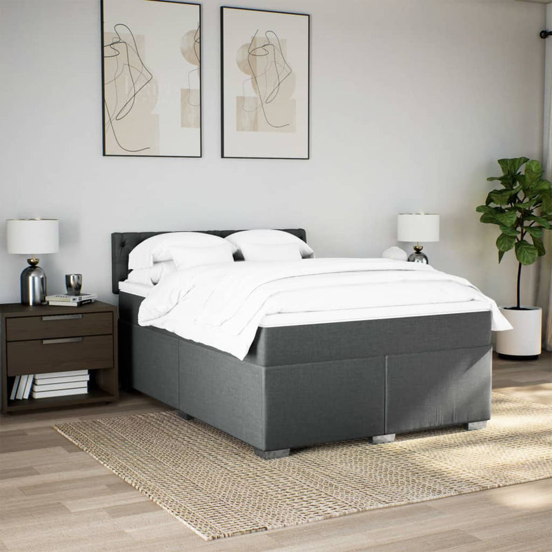 vidaXL Box Spring Bed with Mattress Black Queen Fabric