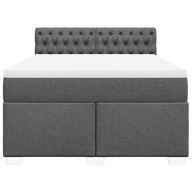 vidaXL Box Spring Bed with Mattress Black Queen Fabric