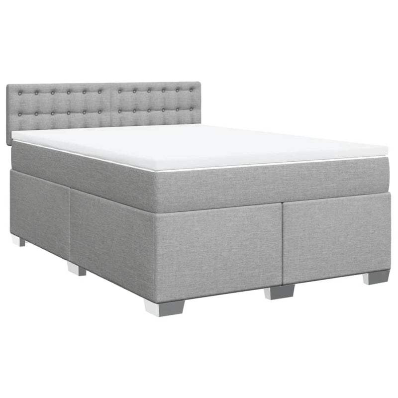 vidaXL Box Spring Bed with Mattress Dark Grey Queen Fabric