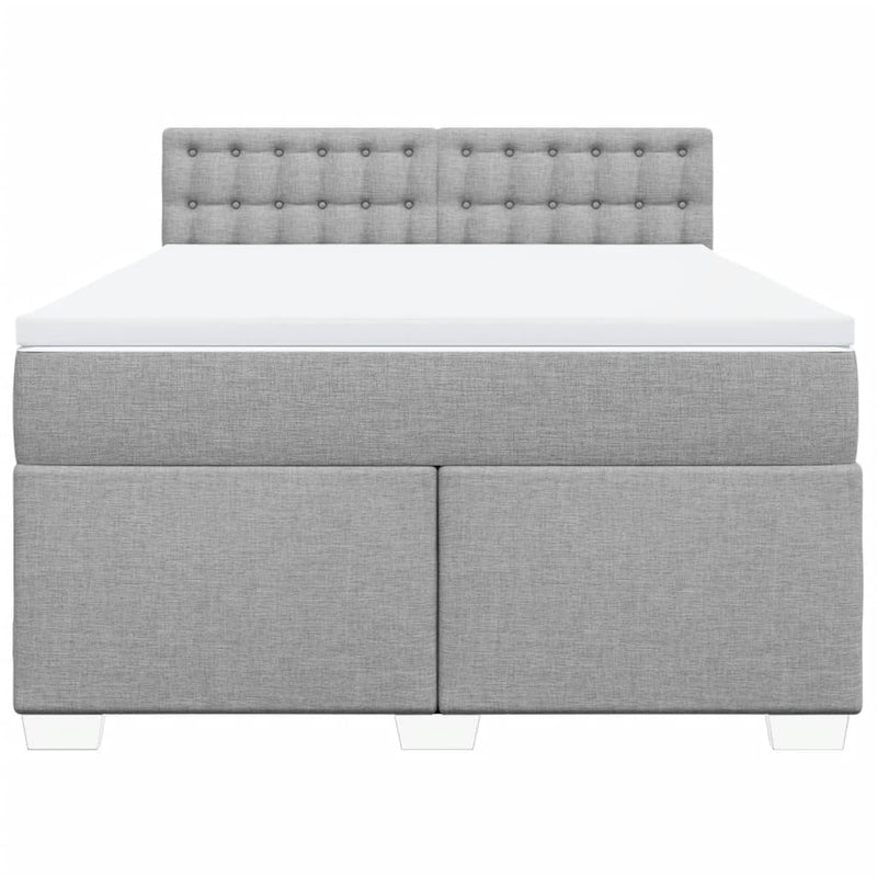vidaXL Box Spring Bed with Mattress Dark Grey Queen Fabric