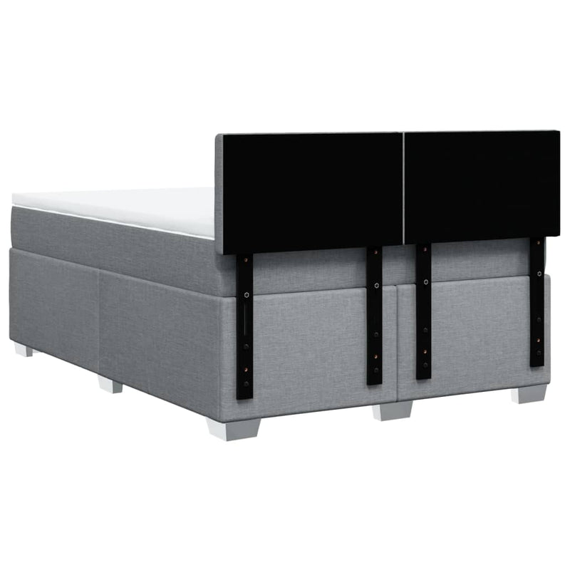 vidaXL Box Spring Bed with Mattress Dark Grey Queen Fabric