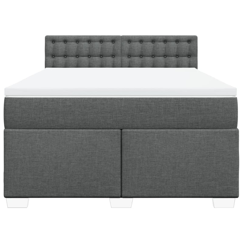 vidaXL Box Spring Bed with Mattress Black Queen Fabric