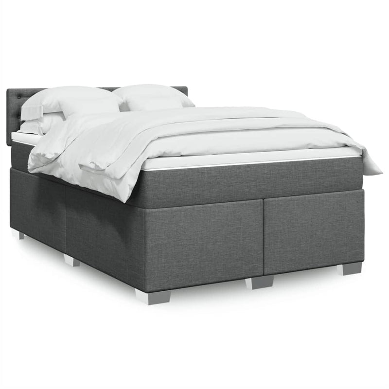 vidaXL Box Spring Bed with Mattress Black Queen Fabric