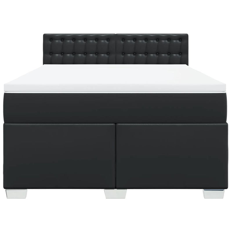 vidaXL Box Spring Bed with Mattress Black Queen Faux Leather