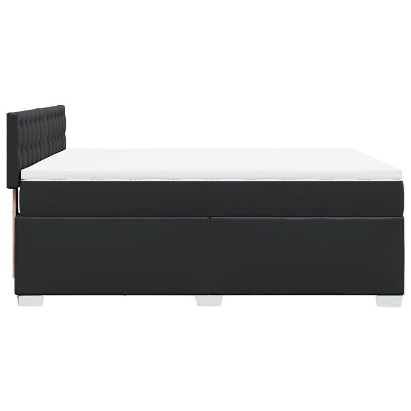 vidaXL Box Spring Bed with Mattress Black Queen Faux Leather